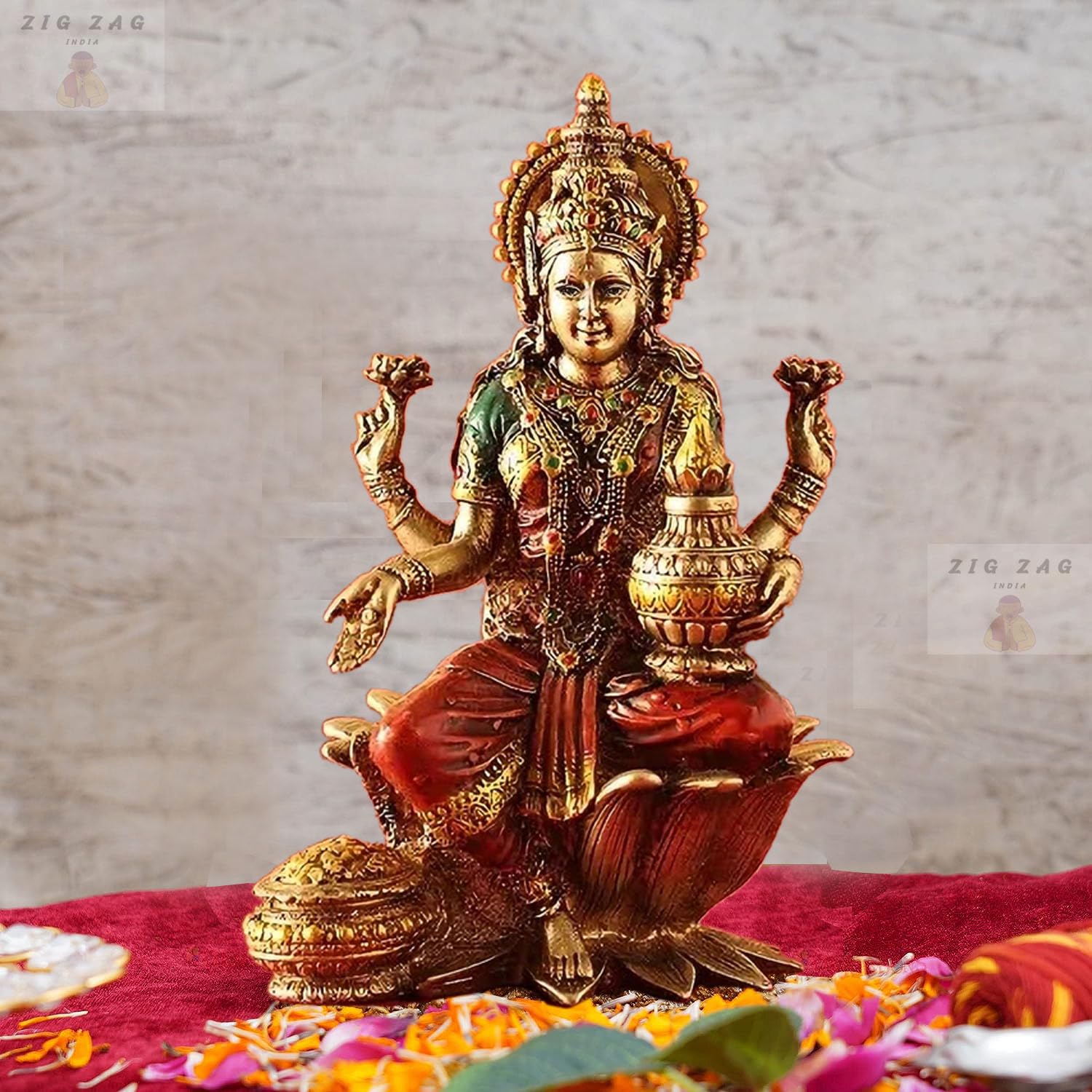 曼*華様 DeliciousTaylormade限定GodDixxVintage Zig Zag Goddess Lakshmi Idol Statue Laxmi Devi Murti Showpiece for